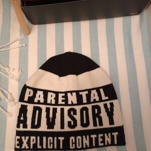 Parental Advisory Black and White Kids Beanie